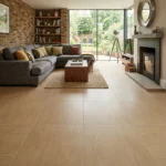 Porcelanato Madera Koyo 60x60 cm instalado en sala de estar