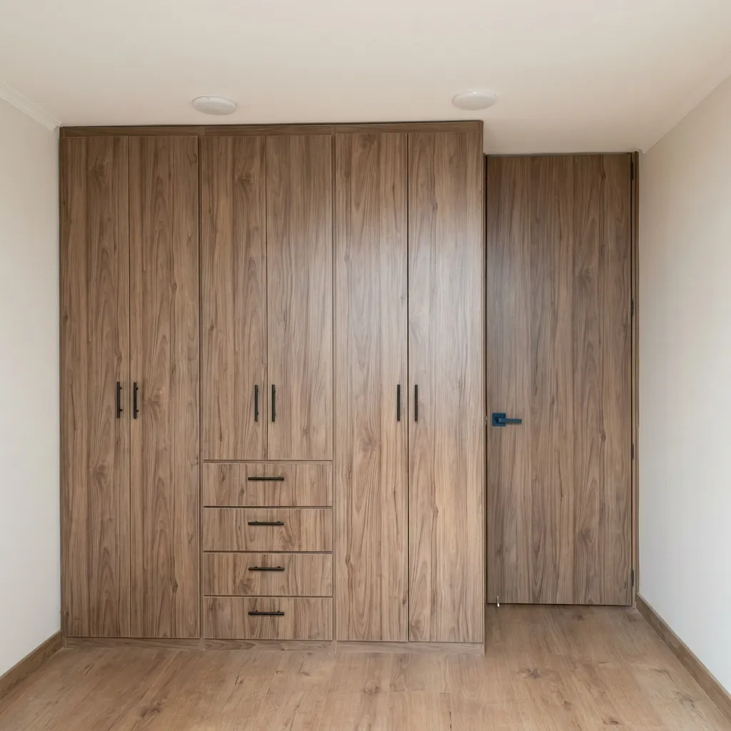 Mobiliario a Medida Clóset en madera con puertas abatibles y cajones a la medida | construir mejor
