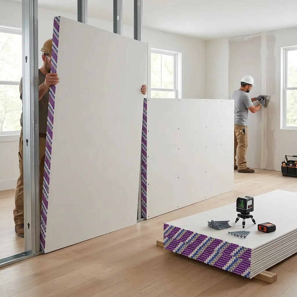 Lámina de Drywall 122 × 244 cm en construcción