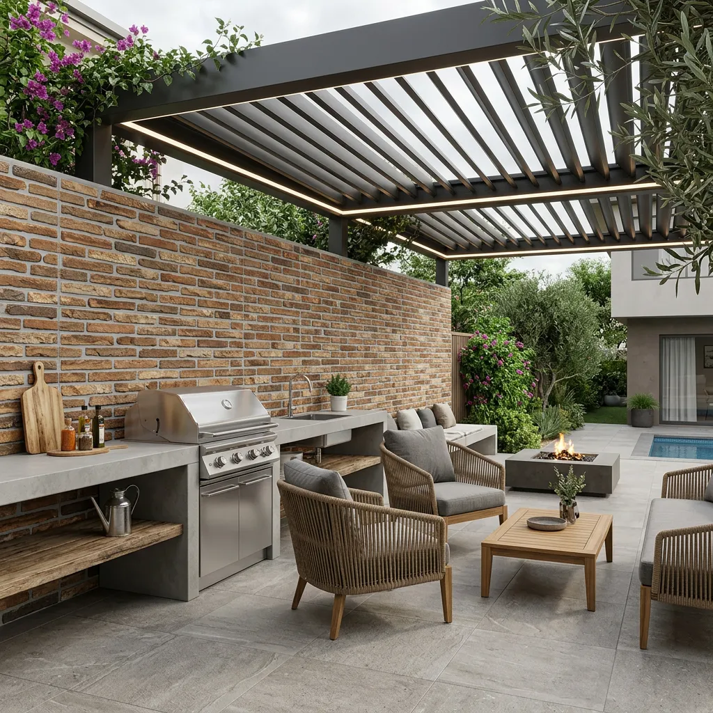 Fachaleta Alpes Santinada 30x60 en terraza BBQ